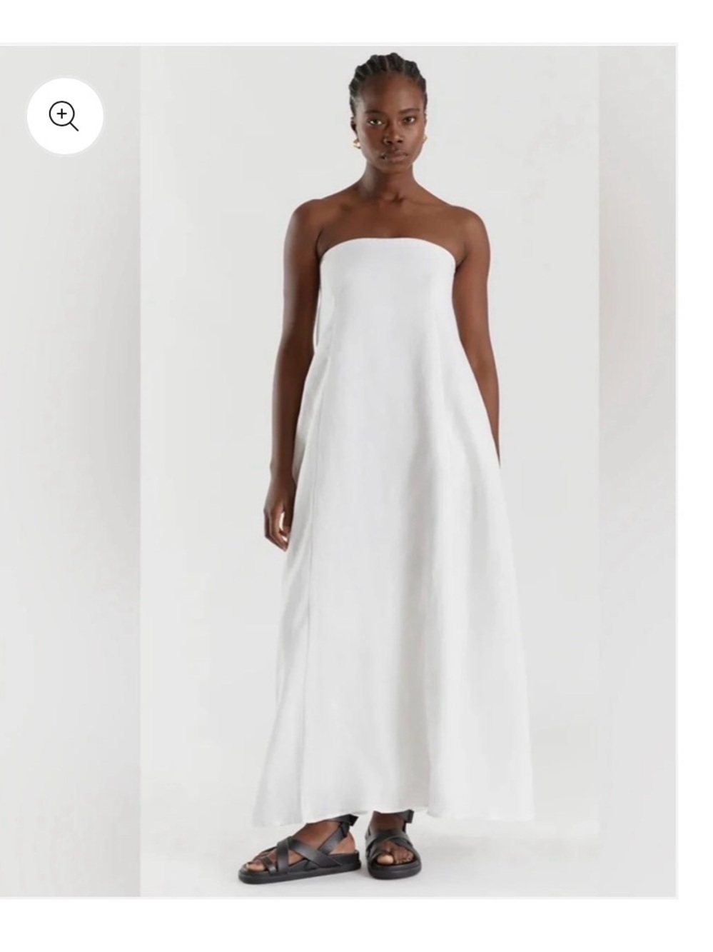 Dissh 100% Linen Karney Strapless Dress in White, size 6